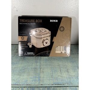 Robotime ROKR Treasure Box LK502 Mechanical Secret Locker 3D Wooden DIY Kit New